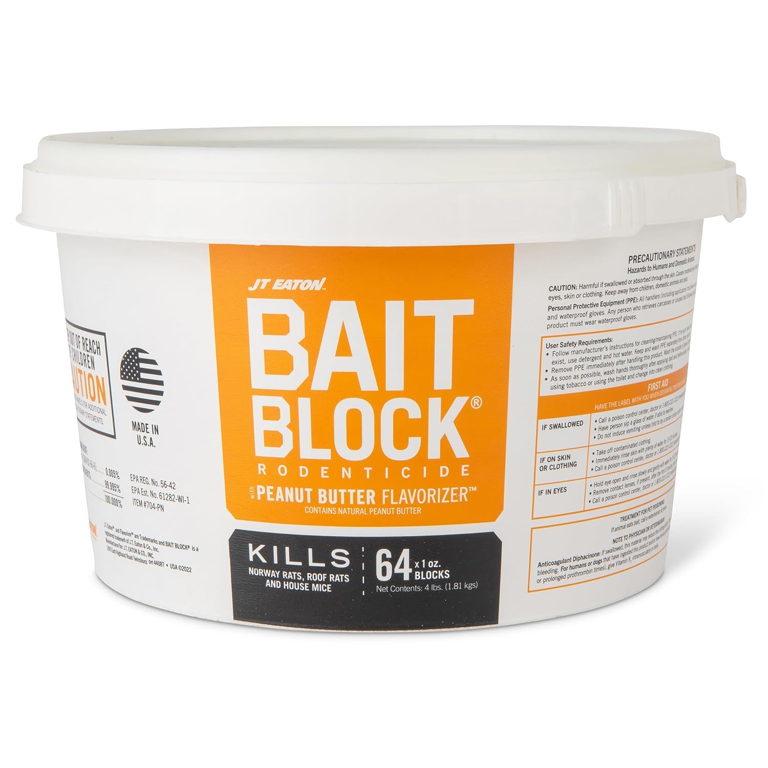 JT Eaton Bait Block Peanut Butter Flavor Rodenticide 4lb