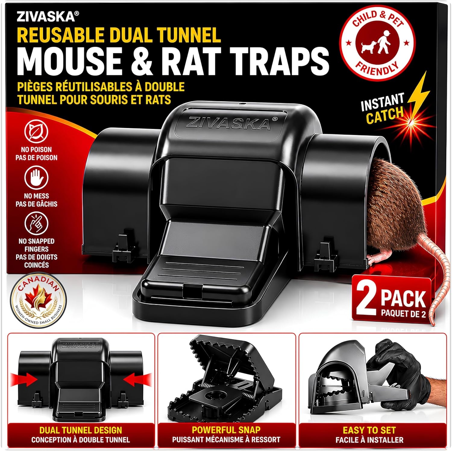 Dual Tunnel Rat Snap Trap
