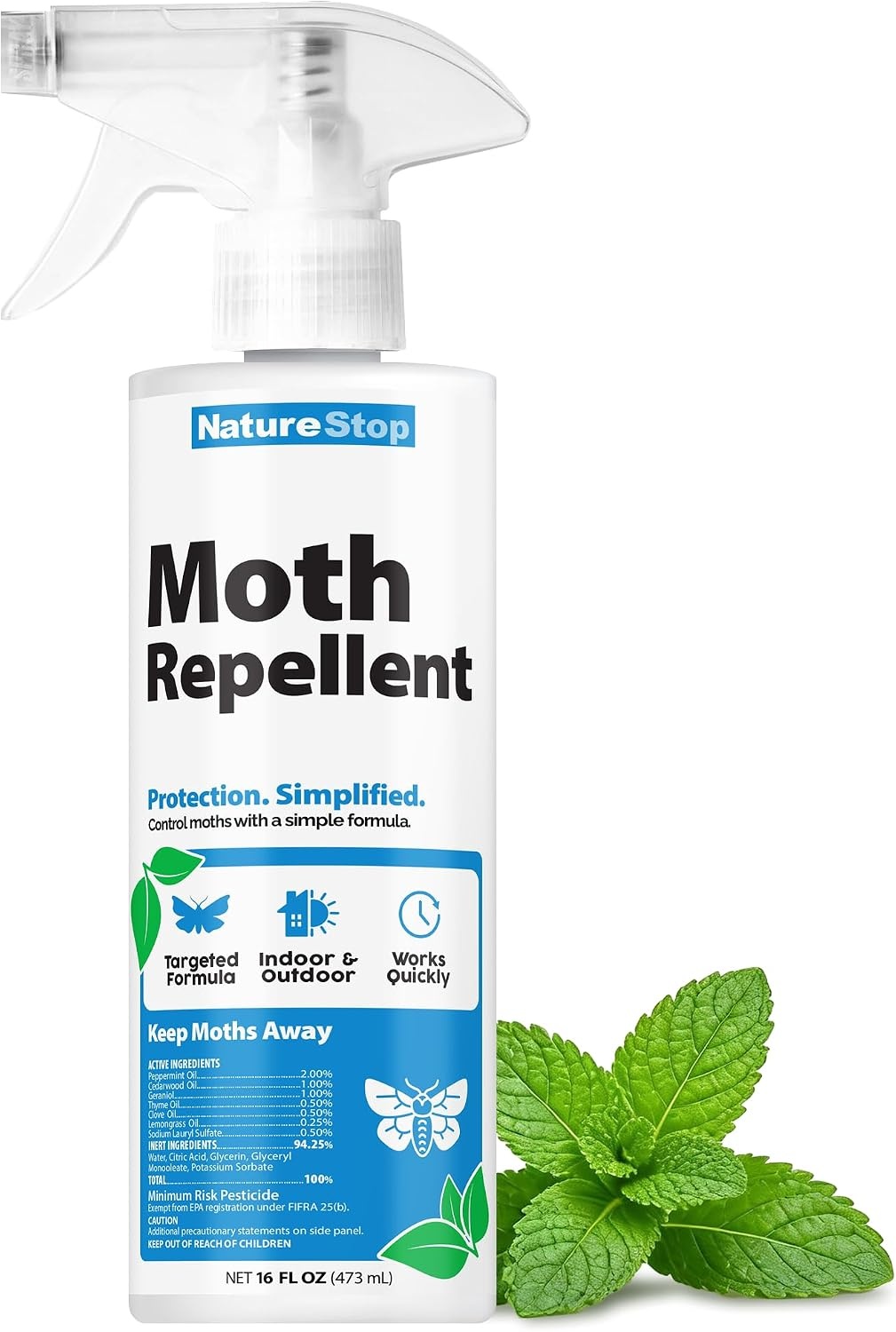 Moth Repellent Spray (16oz) | Protects Closets & Fabrics, Plant-Based Active Ingredients, Pet & Family Friendly, For Clothing & Storage Areas, Indoor Use